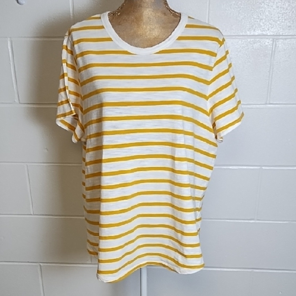 Old Navy Yellow Striped Cotton Tee